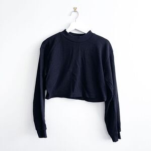 NWOT RD Style Womens Ribbed Cropped Mock Neck Top Black Medium